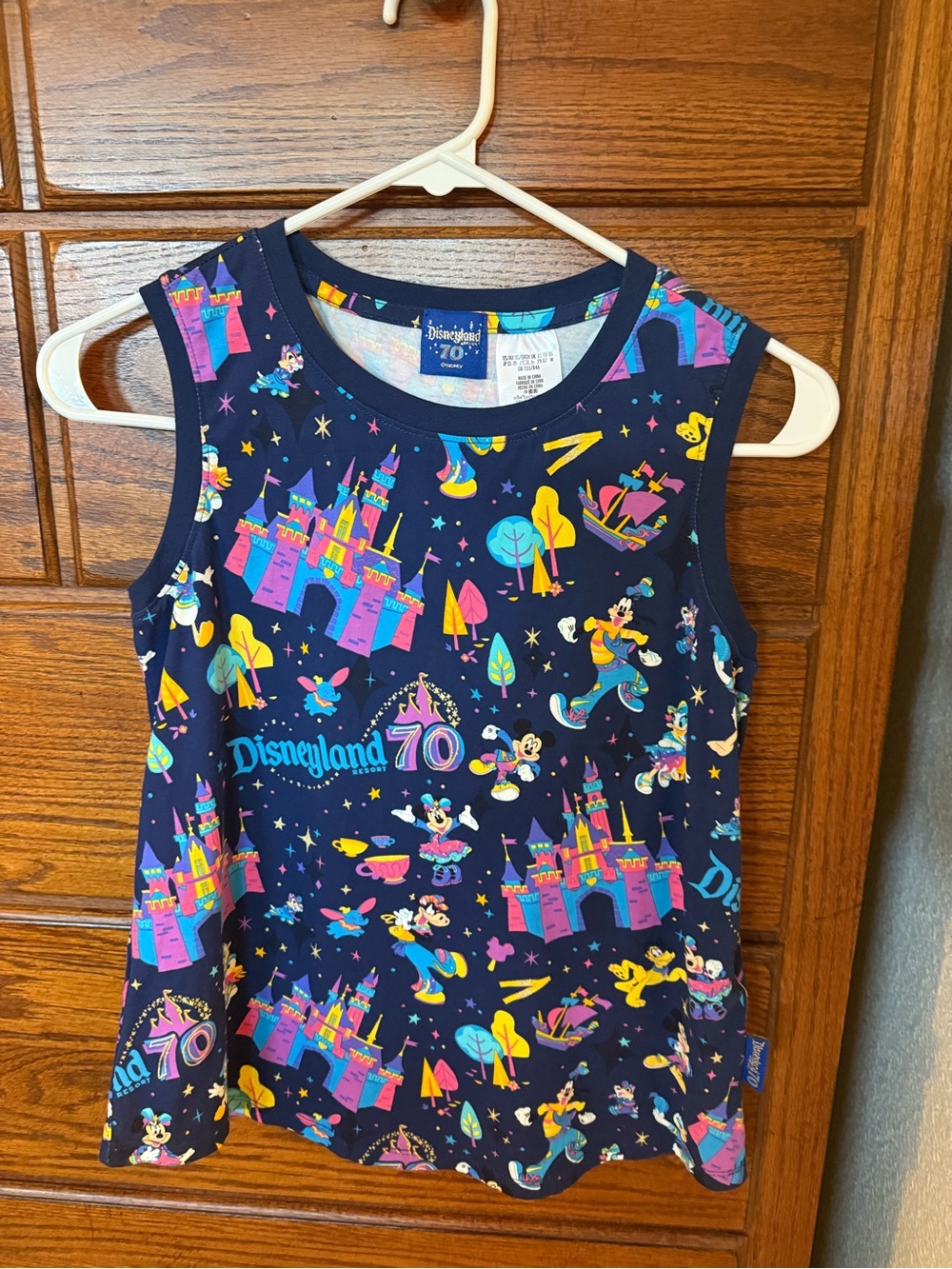 Disney Navy Disneyland 70 Castle & Characters Tank Top
